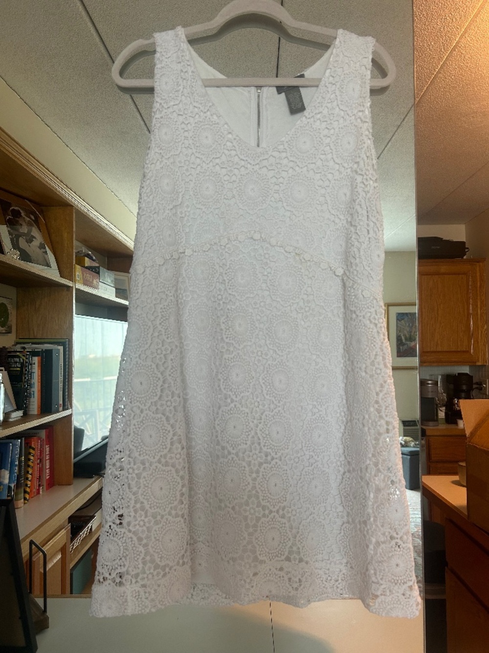 White Crochet Lace Sleeveless A-Line Dress